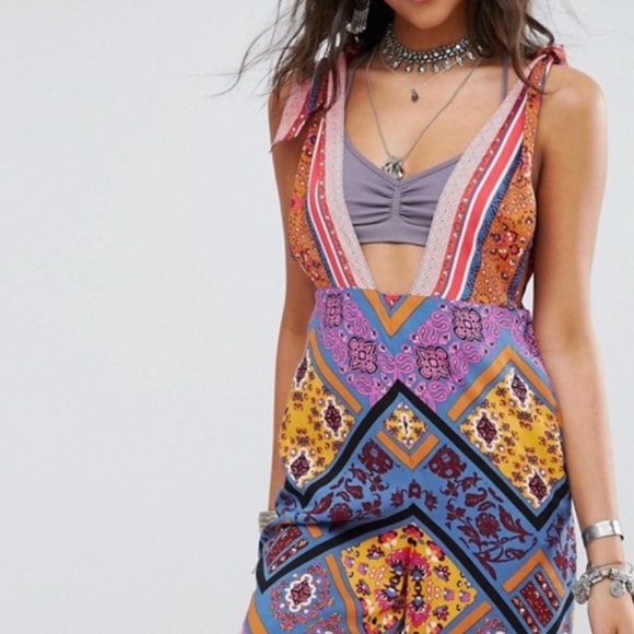Free People | Maritzah One Piece Multi Jumpsuit Sz 12 - Picture 4 of 17